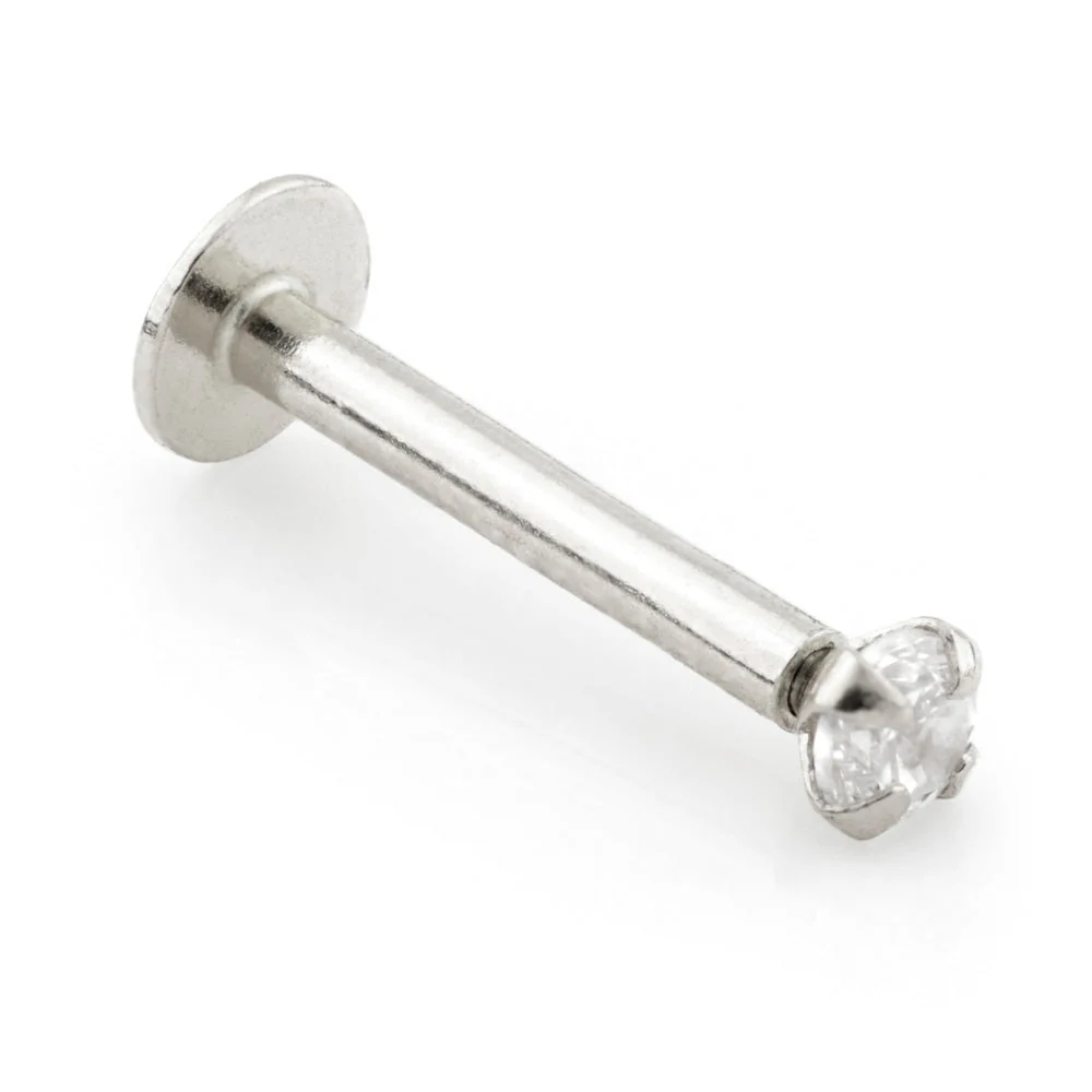 14ct Gold Micro Labret with Internal Screw Prong Set Gem - Image 3