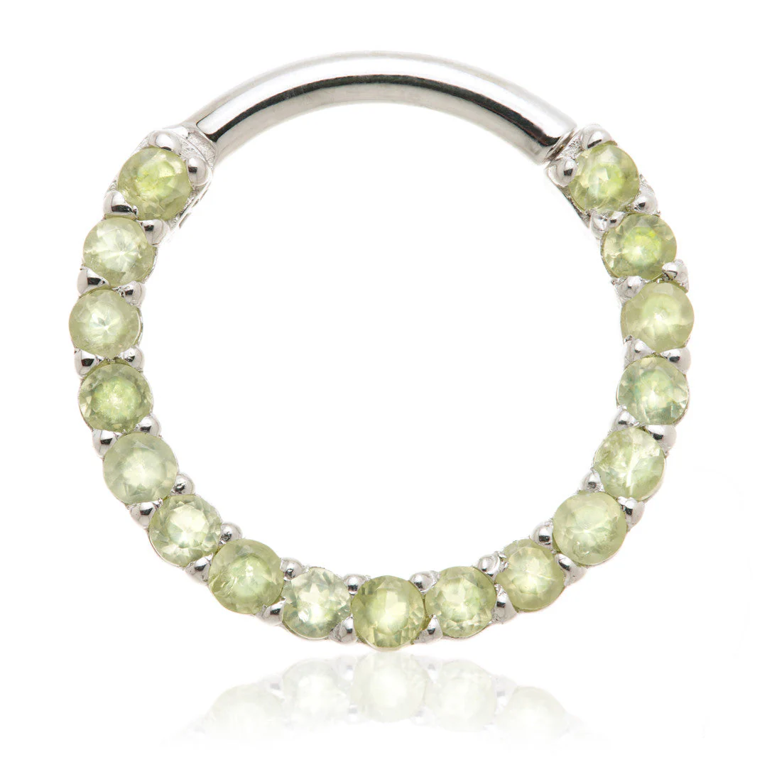 14ct Solid Gold Peridot Pave Front Facing Hinge Daith Ring - Image 2