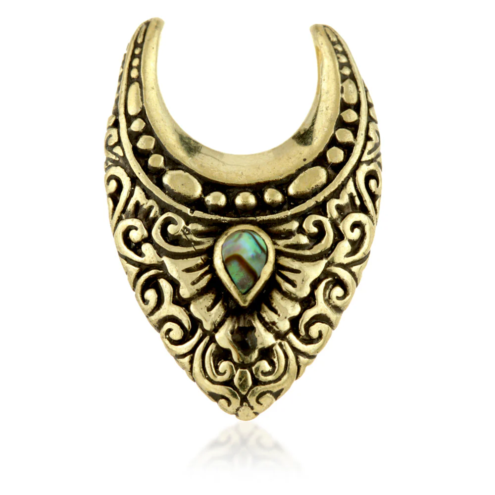1x Brass Filigree V Shell Saddle Plug - BRSAD13-16 - Image 2