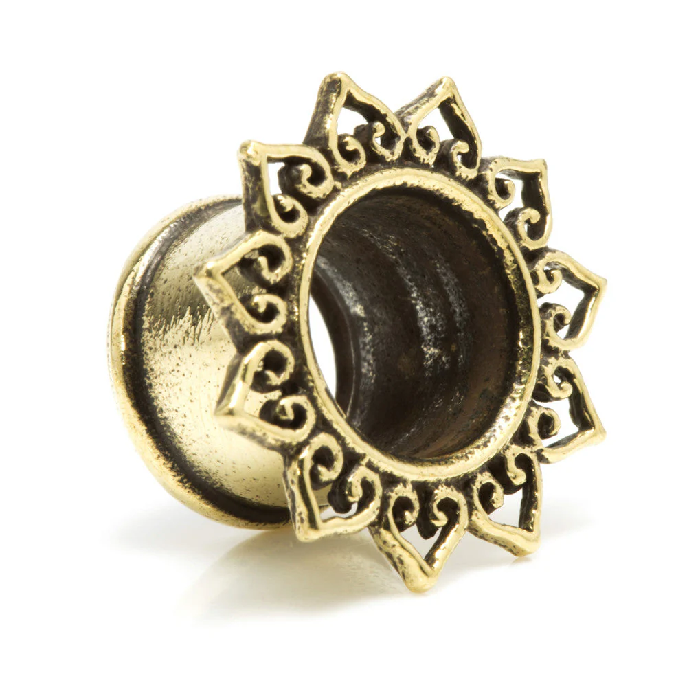 1x Brass Hearts Flared Tunnel