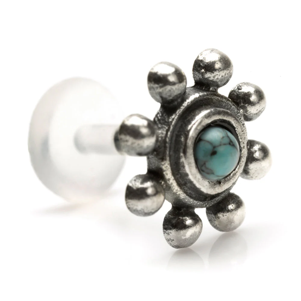 1x Turquoise in Silver & Plastic Labret - SVLAB33TQ-1-7 - Image 2