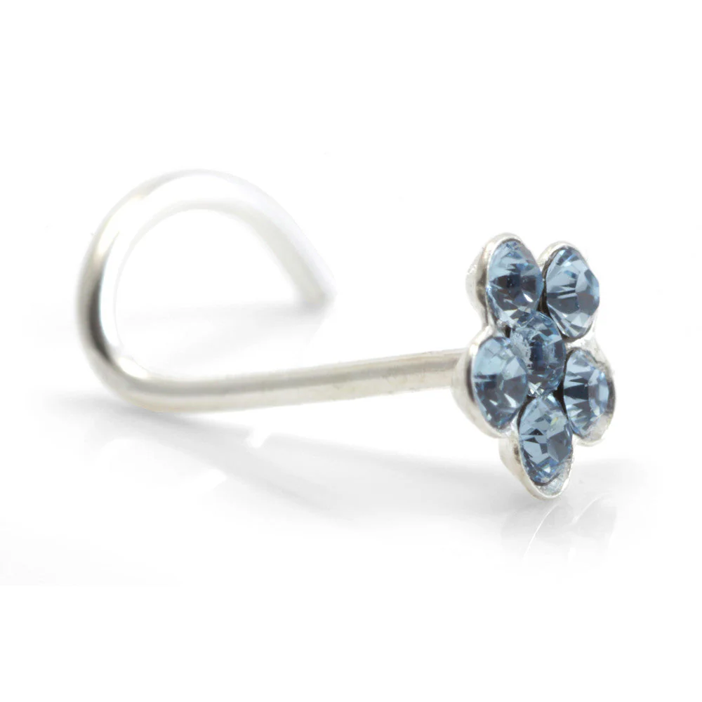 20x Silver Gem Flower Bent Back - Image 3