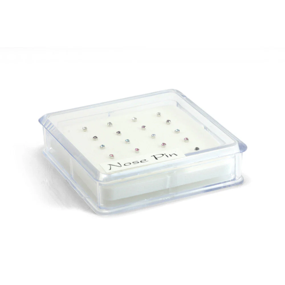 20x Silver Mixed Gems - Straight Ball Back - in Box - Image 2
