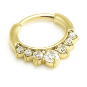 24K Yellow Gold PVD Large Jewelled Septum Ring - GDJSEP17-1.2-8-CR - Image 3