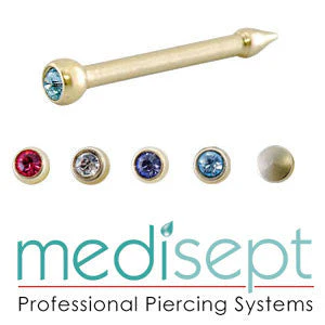 3x Champagne Titanium Ruby Medisept Nose Stud