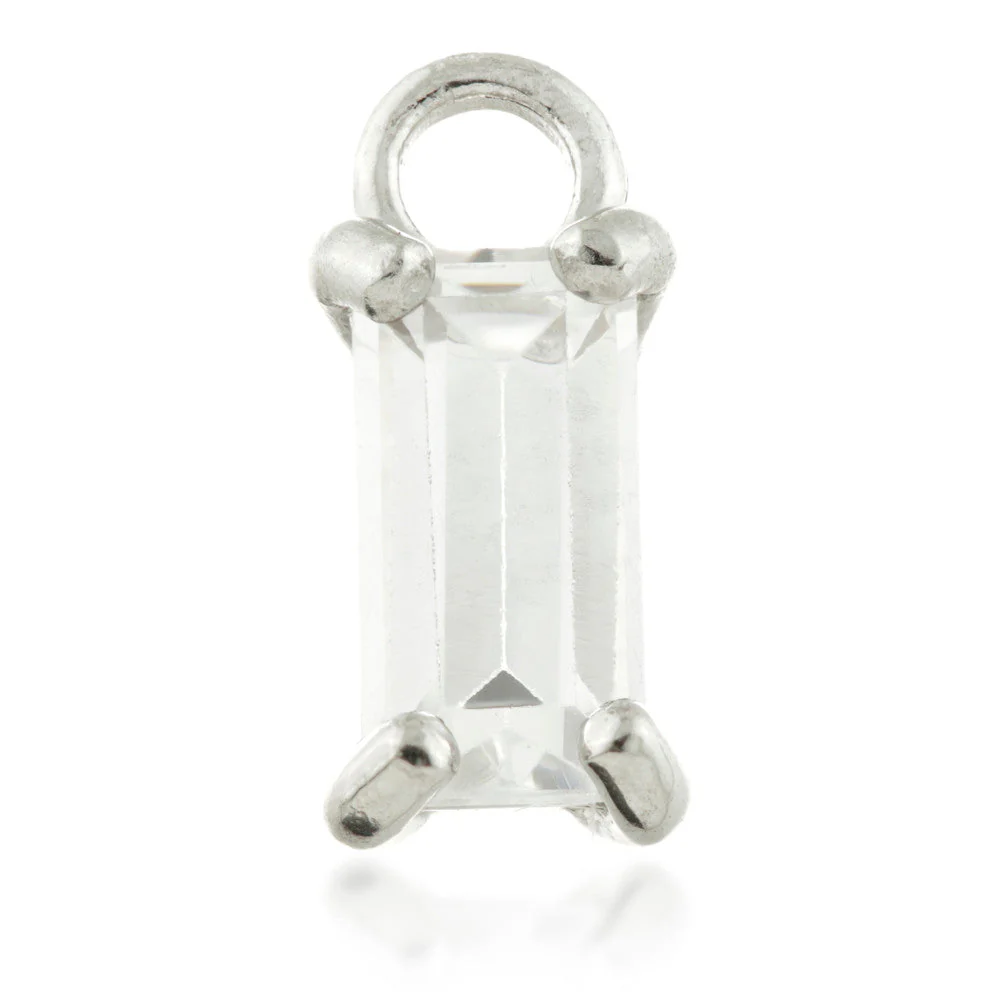 9 Carat Solid Gold Jewel Baguette Hoop Charm for Hinge Segment Ring