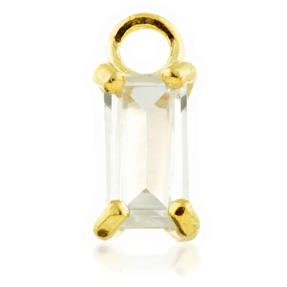 9 Carat Solid Gold Jewel Baguette Hoop Charm for Hinge Segment Ring - Image 2