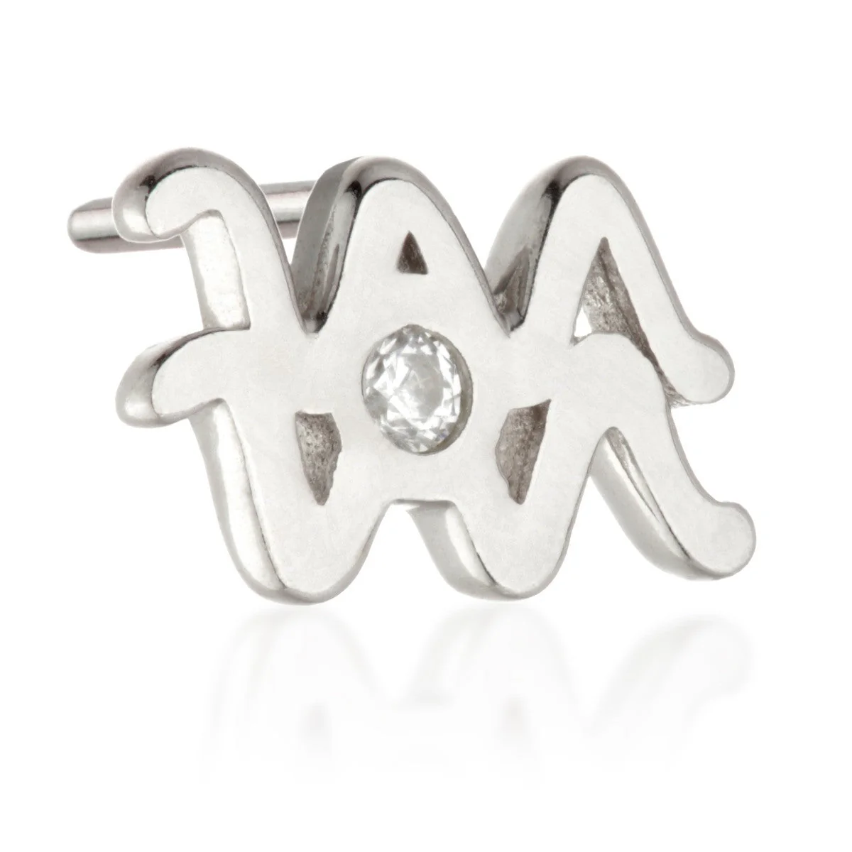Aquarius Threadless Jewelled Zodiac Pin Attachment - Image 2