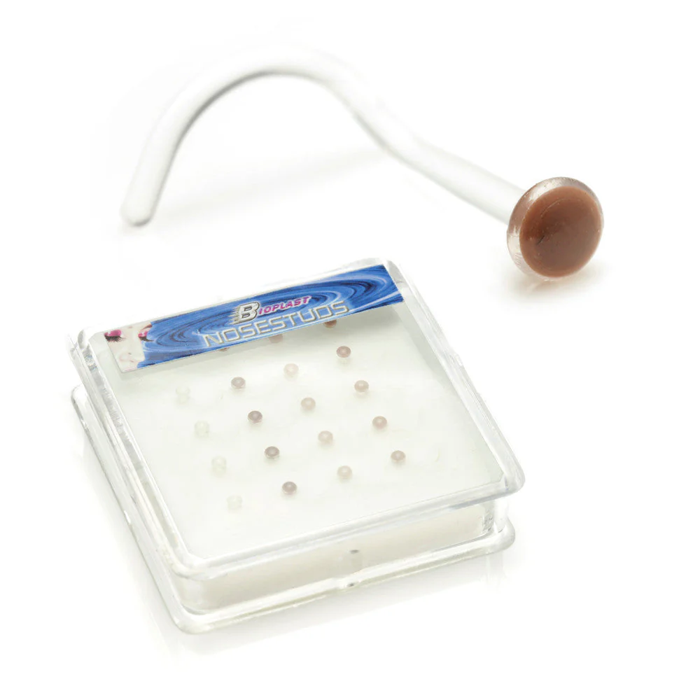 Bioplast Flesh Nose Studs in Box - 20