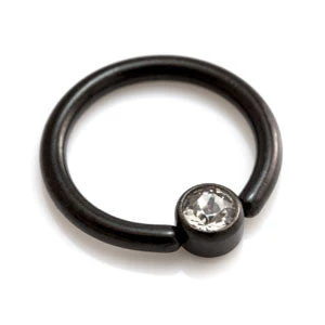Black Steel BCR with Flat Gem Disk - BK8GFT