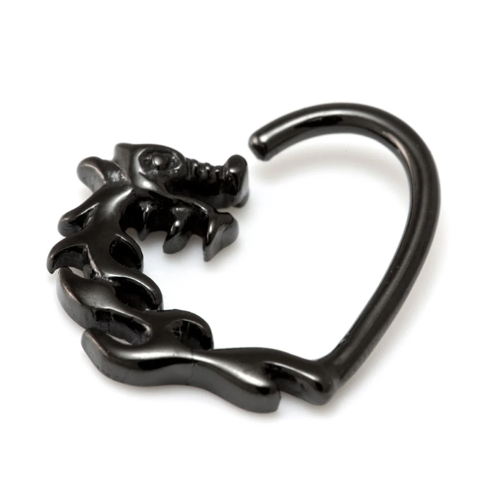 Black Steel Dragon Heart Rings - Image 2