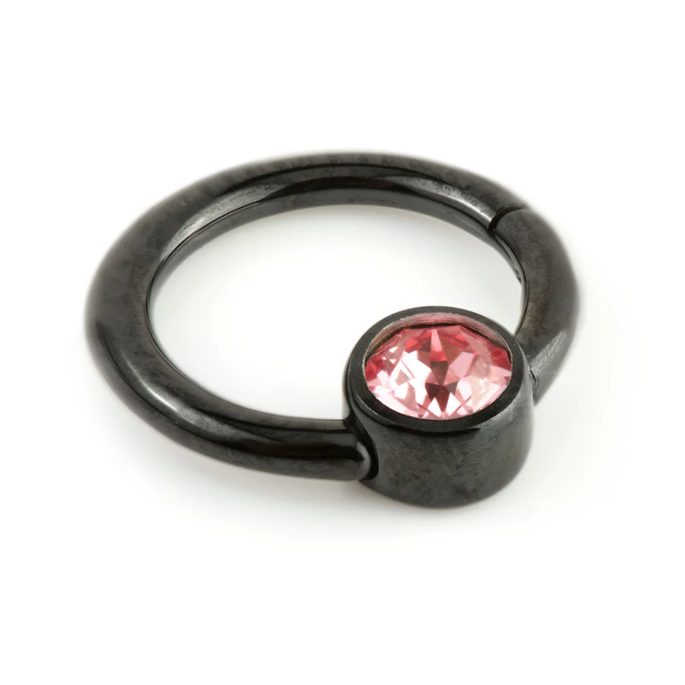 Black Steel Gem Hinge Segment Ring - Image 2