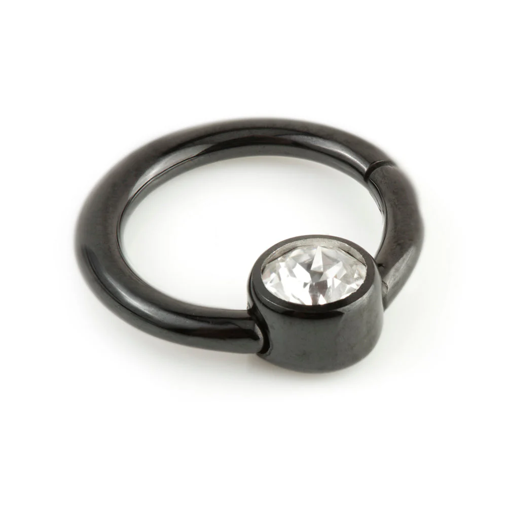 Black Steel Gem Hinge Segment Ring - Image 3