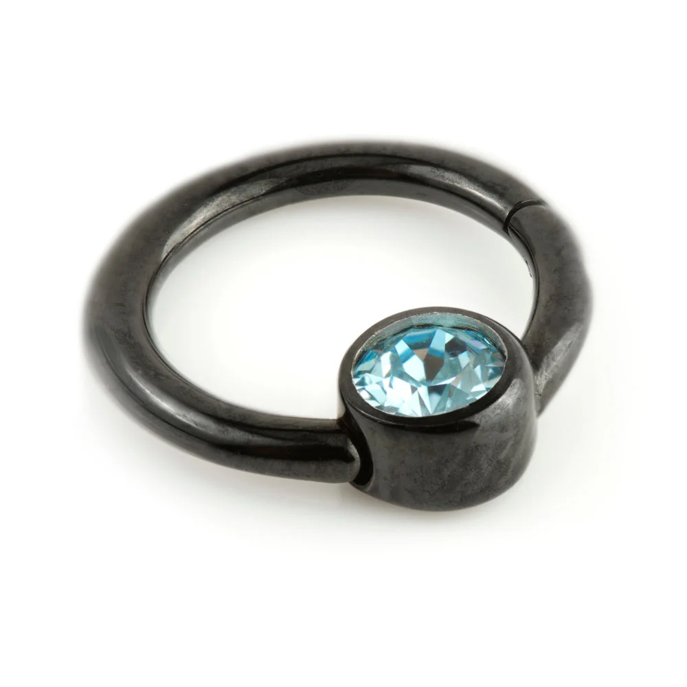 Black Steel Gem Hinge Segment Ring - Image 4