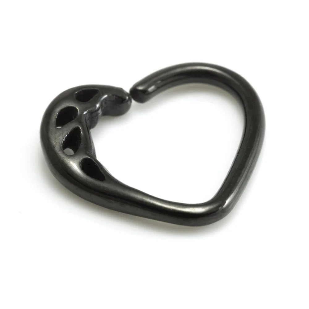 Black Steel Heart Rings - BKHRING4