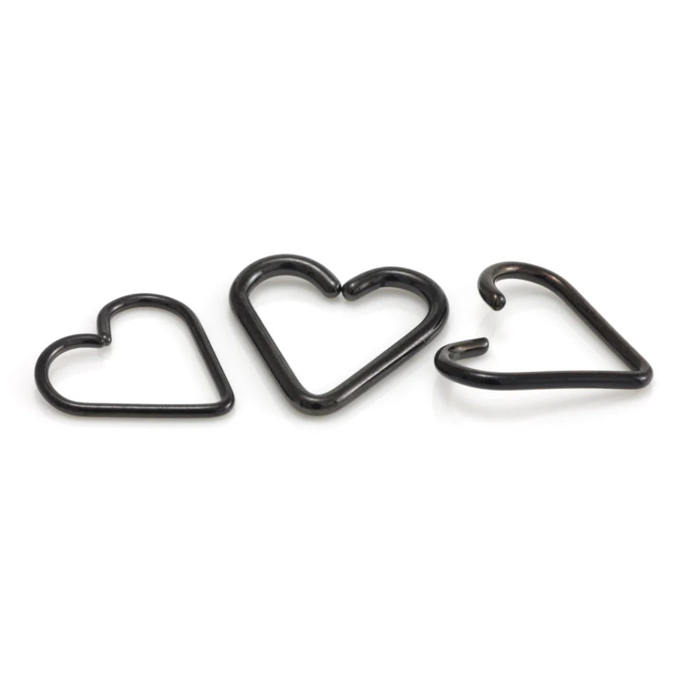 Black Steel Heart Rings - BKHRING4 - Image 2