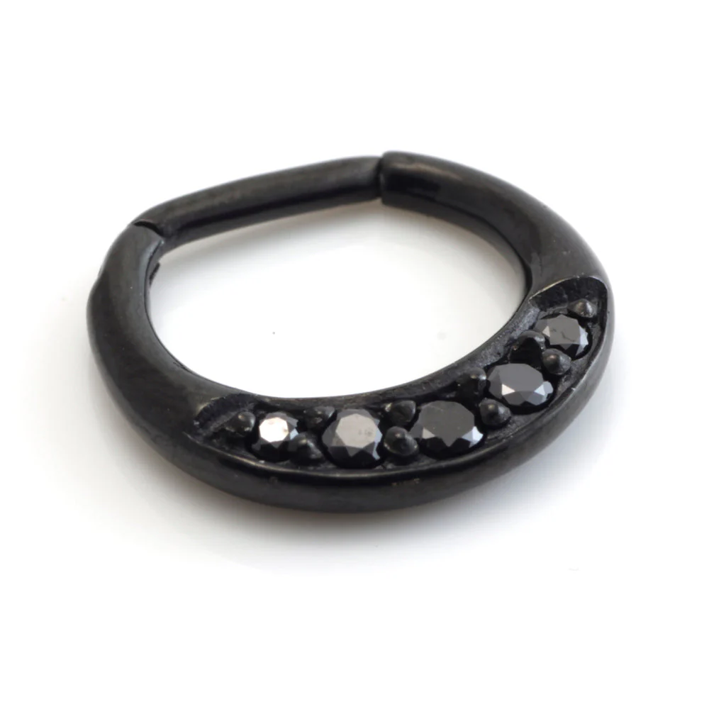 Black Steel Jewelled Septum Ring - Image 5