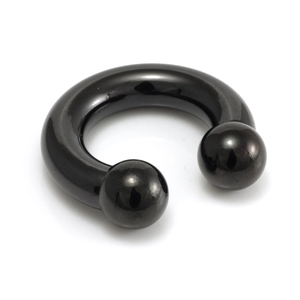 Black Steel Large Gauge Circular Barbell - Image 2