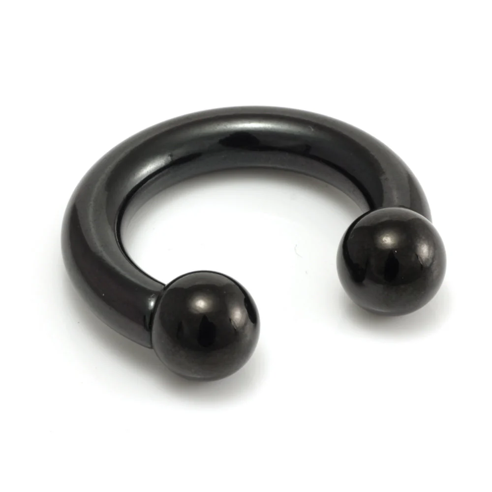 Black Steel Large Gauge Circular Barbell - Image 4