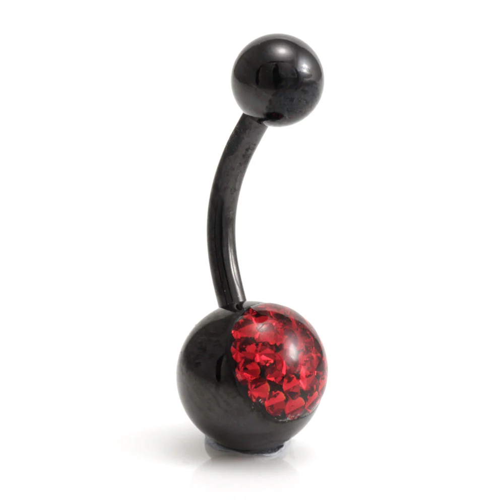 Black Steel Multi Gem Navel Bar - Image 2