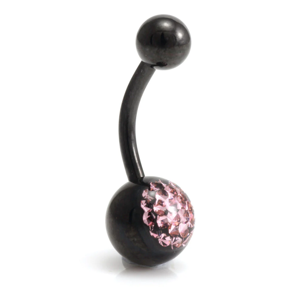 Black Steel Multi Gem Navel Bar - Image 3