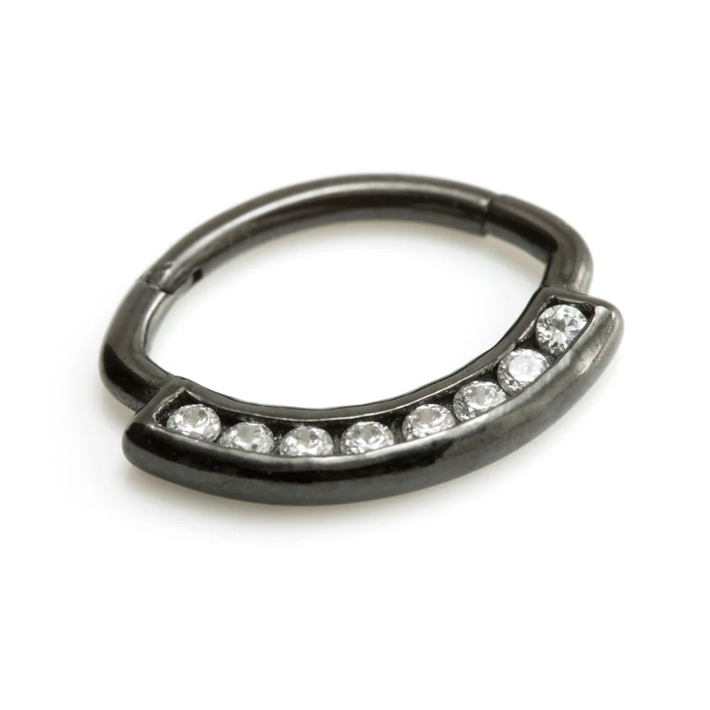 Black Steel Multi Jewelled Swarovski Daith Ring - Image 5