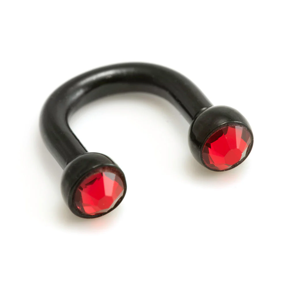 Black Steel U Shape Gem Ear Barbell - Image 4