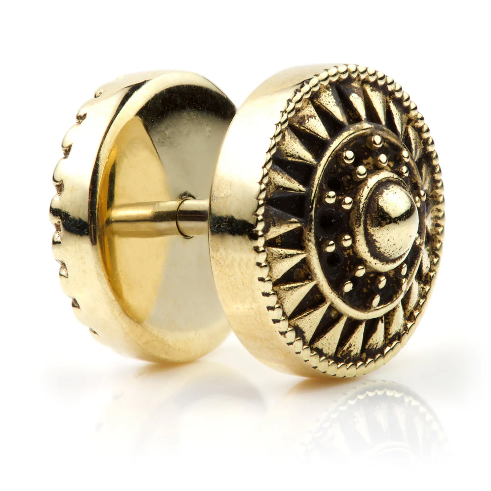 Brass Ear Stud / Fake Brass Ear Plug (individual) - BRFPLUG3-6-8 - Image 2
