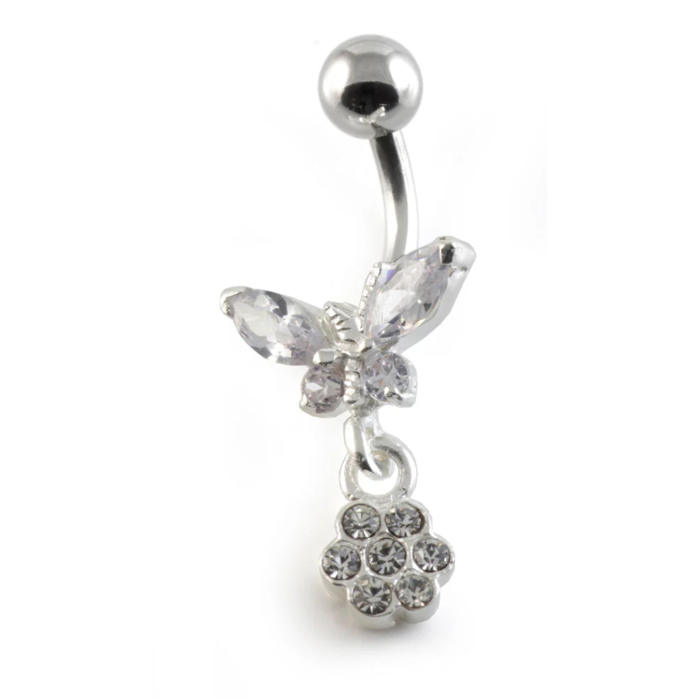 Butterfly Flower Silver & Steel Navel - Image 2