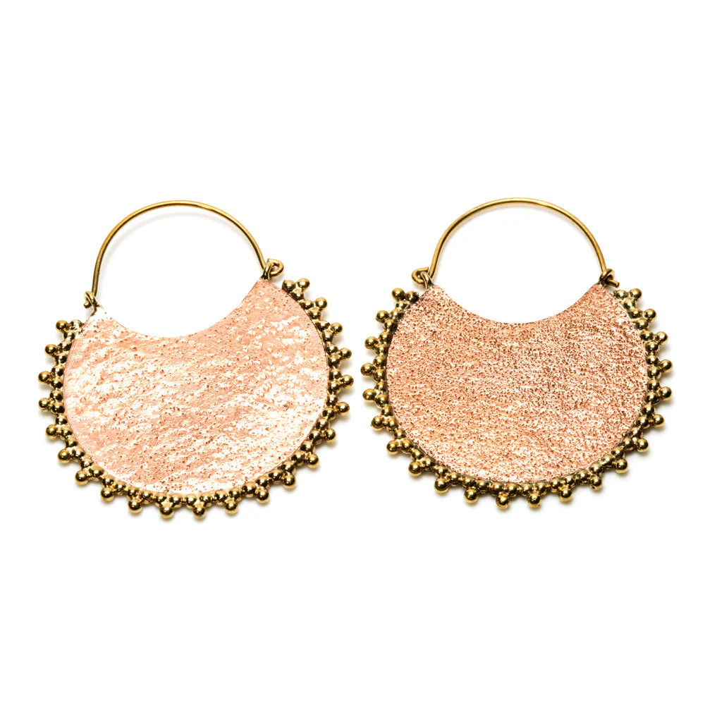 Copper And Brass Disk Hoop Earrings (Pair) - COPPERHOOP7