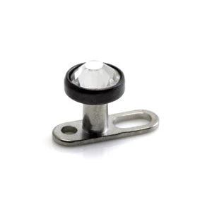 Crystal Jewel Black PVD Disk on Ti Open Anchor
