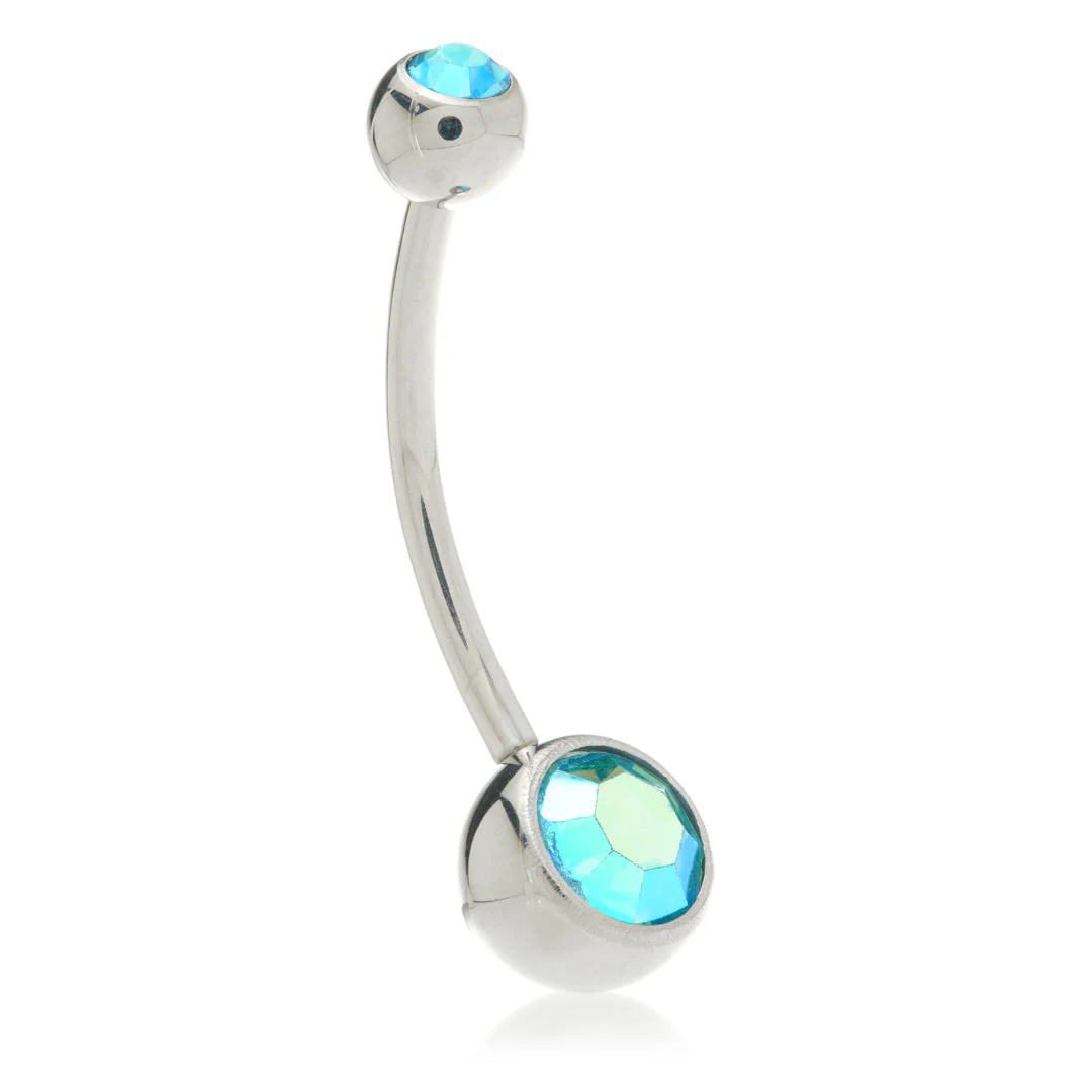 Discounted Titanium External Thread Double Jewelled Navel - Image 10