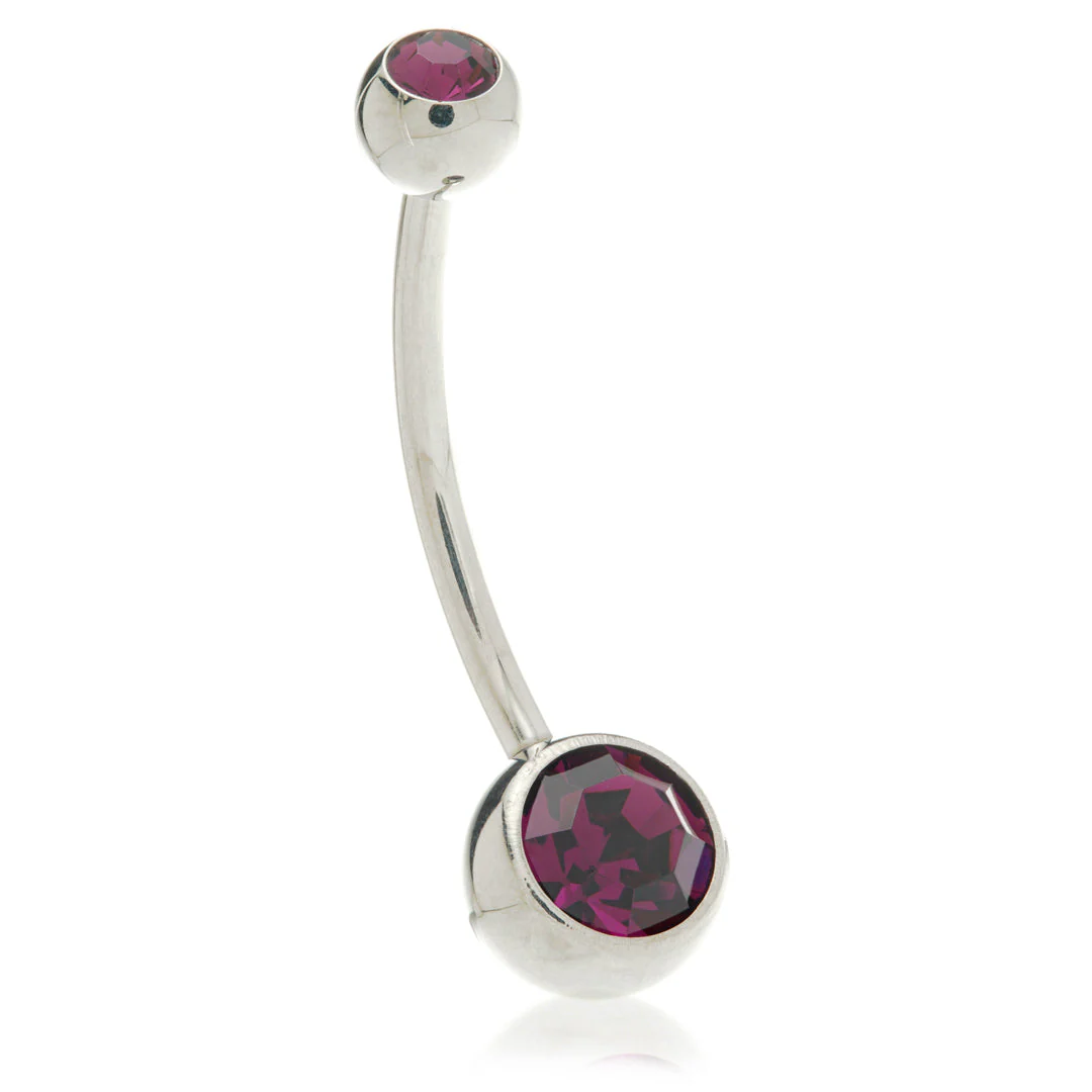 Discounted Titanium External Thread Double Jewelled Navel - Image 2
