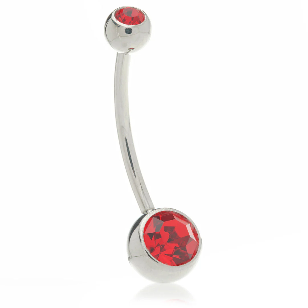 Discounted Titanium External Thread Double Jewelled Navel - Image 3