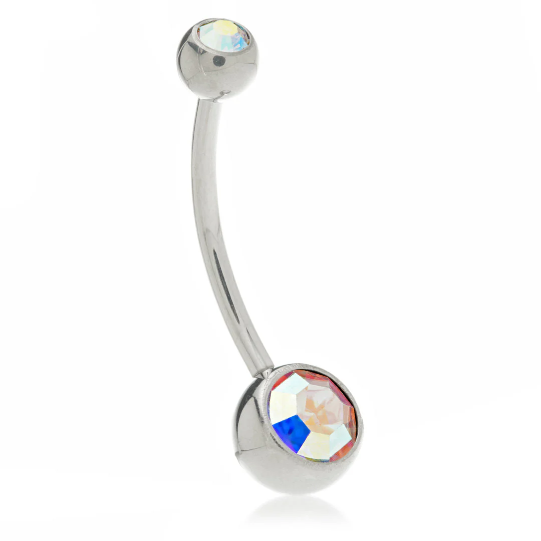 Discounted Titanium External Thread Double Jewelled Navel - Image 4
