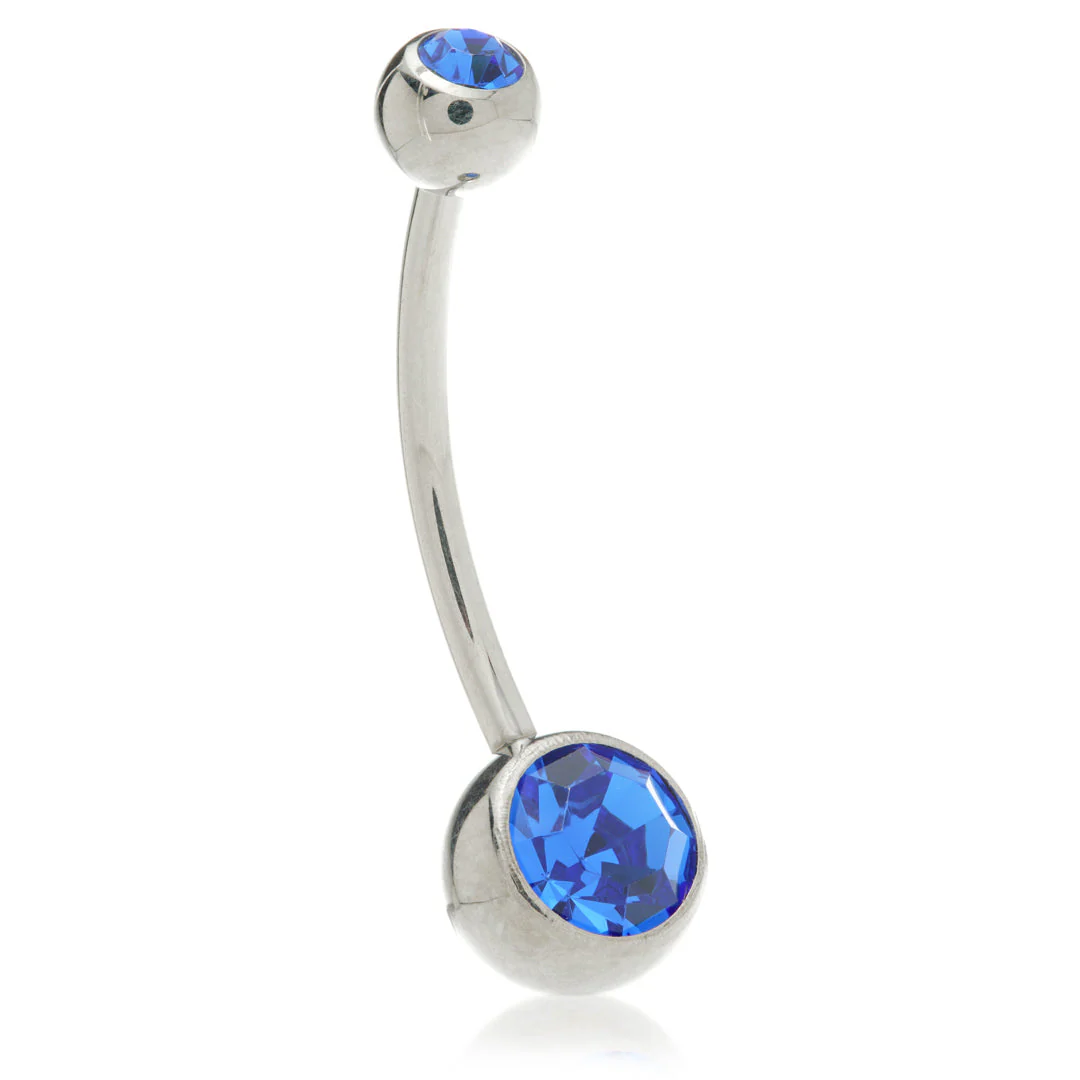 Discounted Titanium External Thread Double Jewelled Navel - Image 5