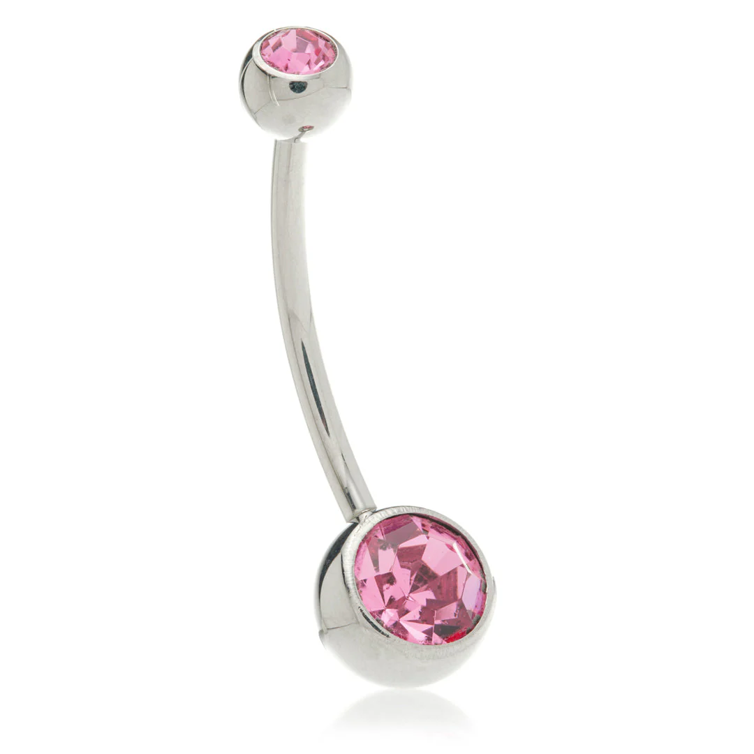 Discounted Titanium External Thread Double Jewelled Navel - Image 6