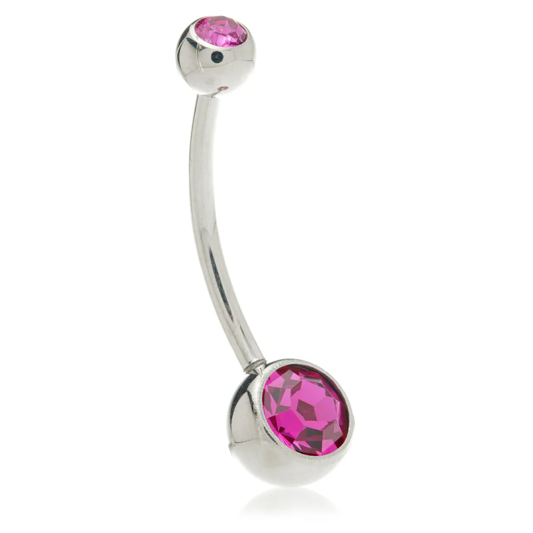 Discounted Titanium External Thread Double Jewelled Navel - Image 7
