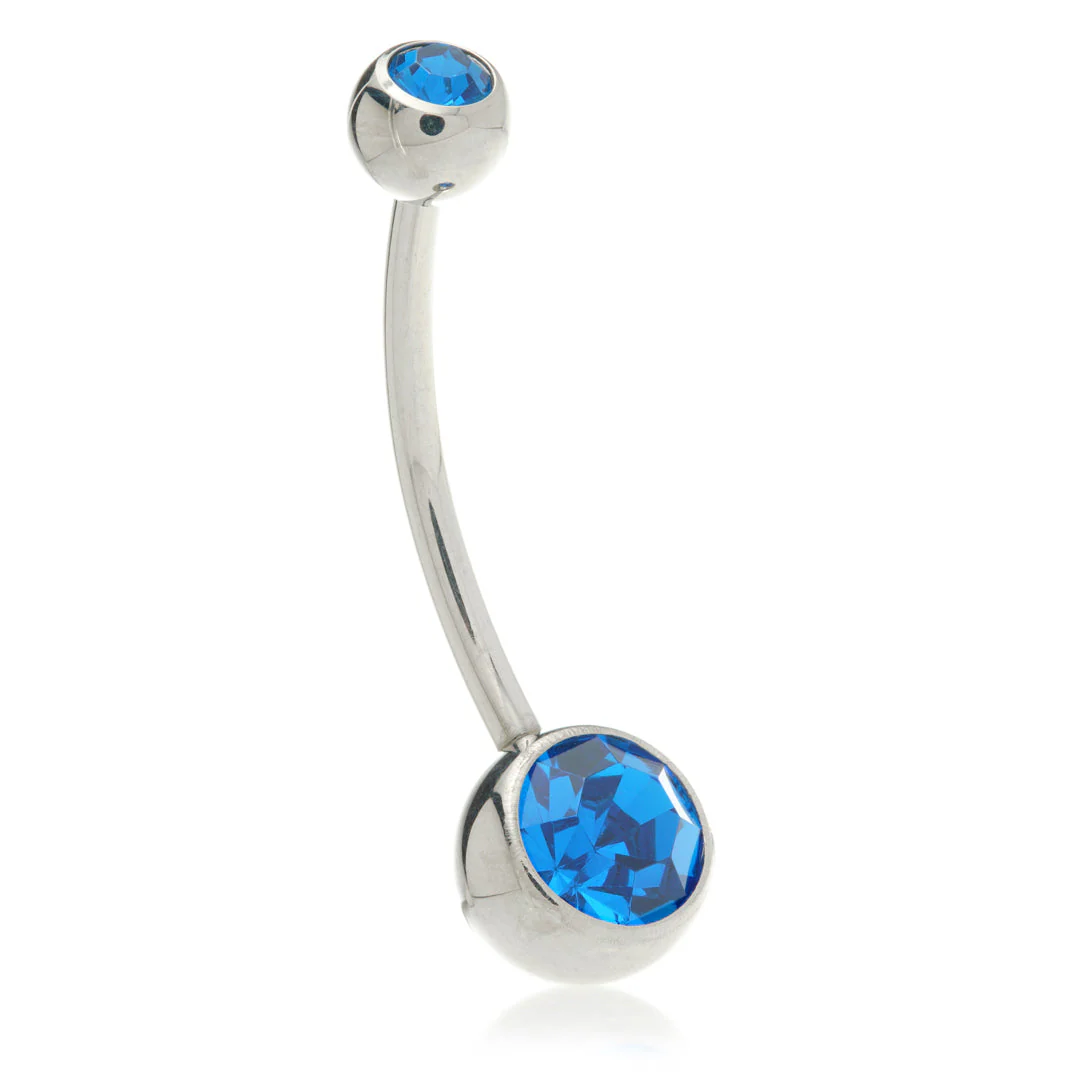 Discounted Titanium External Thread Double Jewelled Navel - Image 8