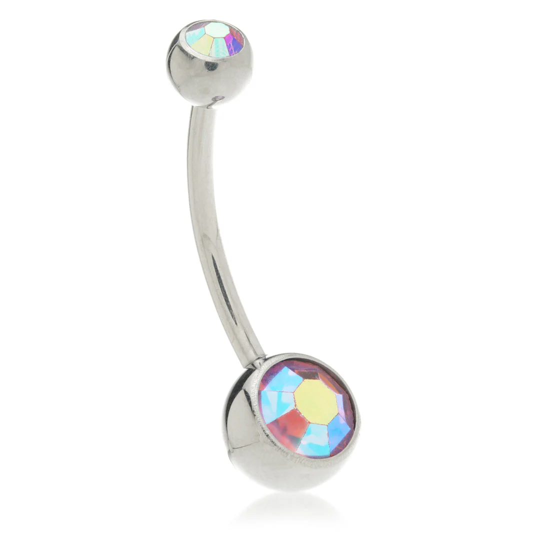 Discounted Titanium External Thread Double Jewelled Navel - Image 9