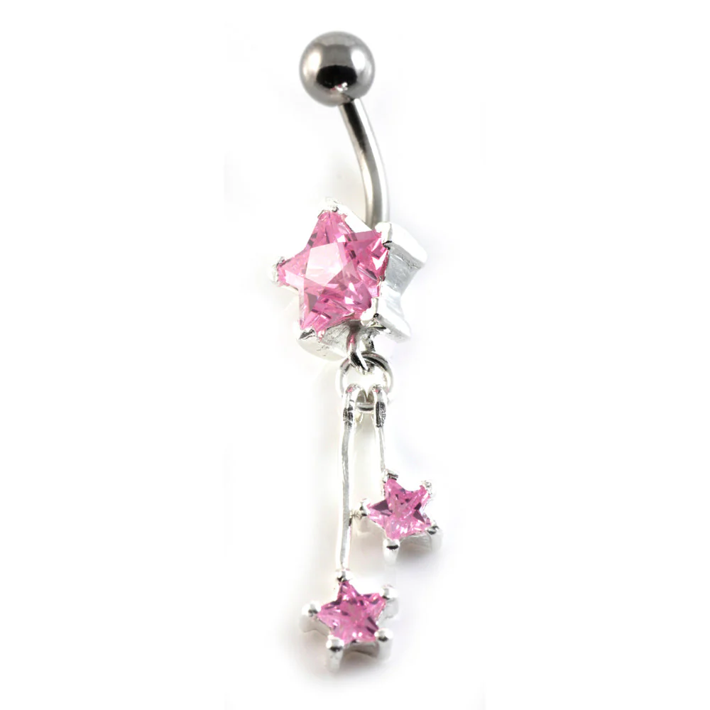 Double Drop Stars Silver & Steel Navel - Image 2