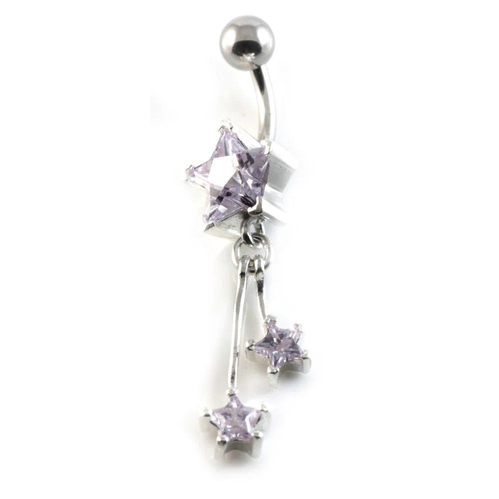 Double Drop Stars Silver & Steel Navel - Image 3