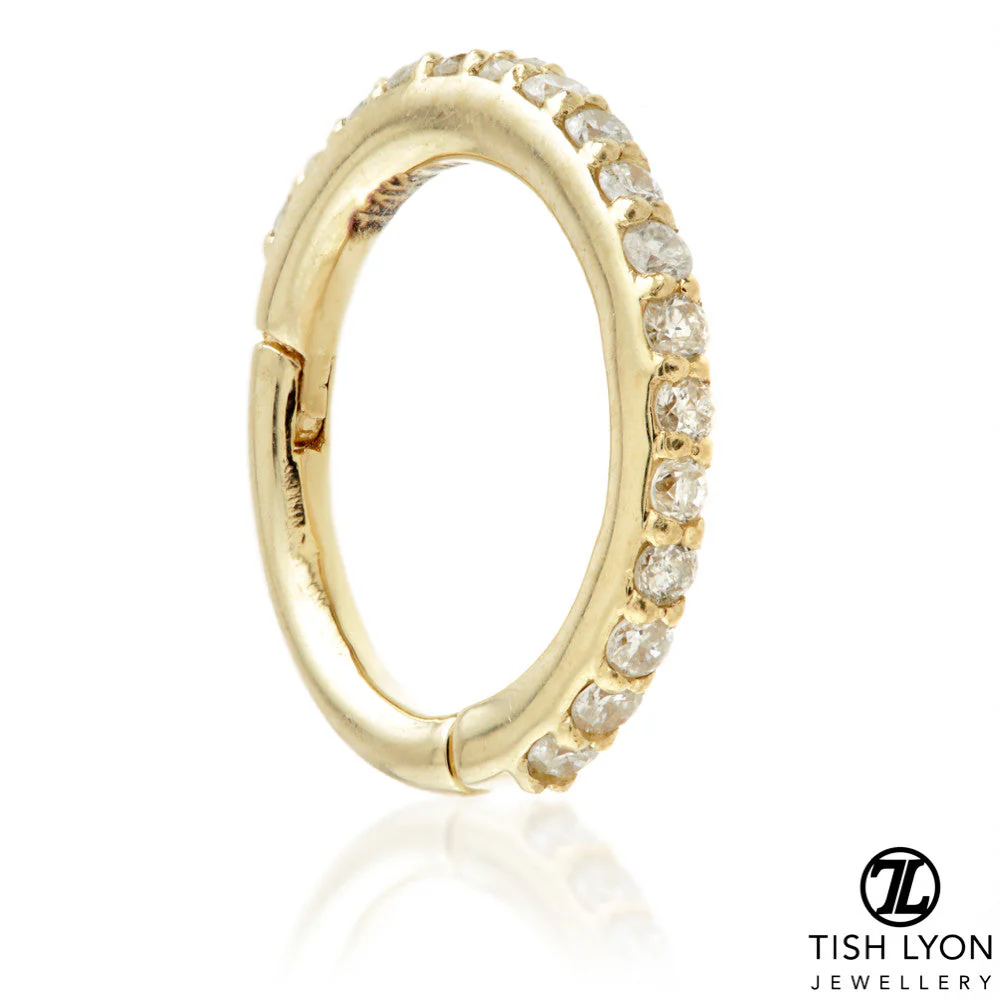 Elvina 14ct Solid Gold Diamond Pave Hoop Earring - Image 2