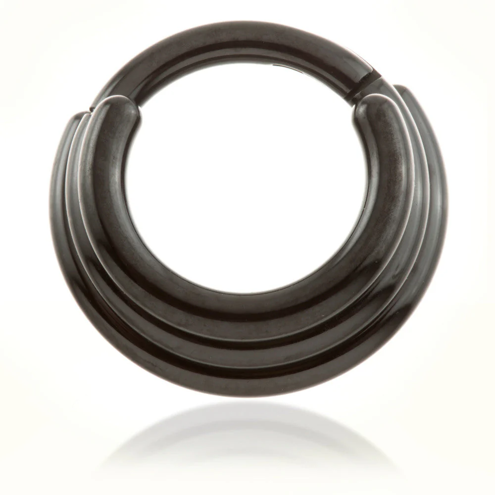 Evil Black Ti Hinged Graduated Band Ring - 1.2mm