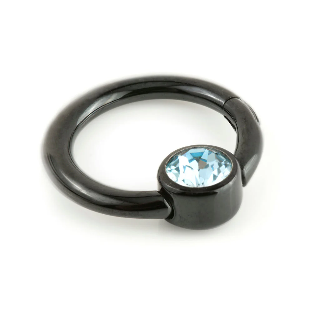 Evil Black Titanium Gem Hinge Segment Ring - Image 4