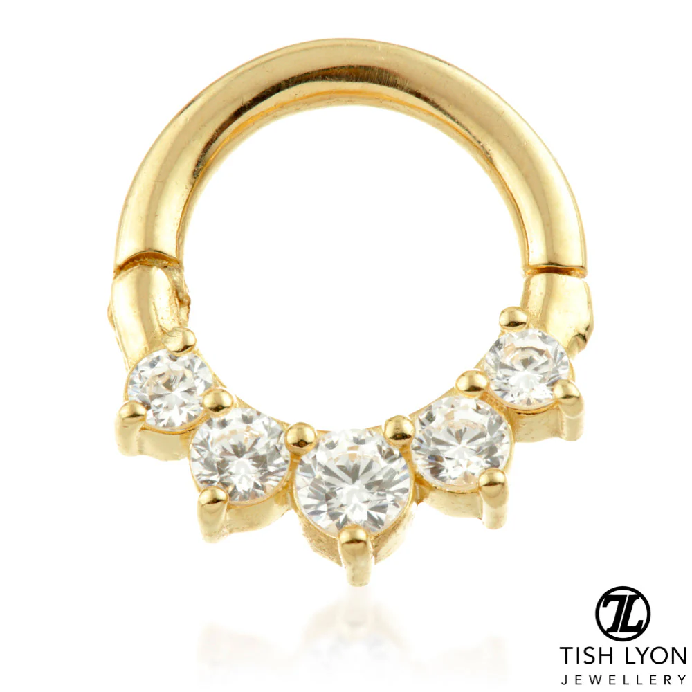 Feronia Solid Gold Graduated Gem Daith & Septum Hoop - Image 2