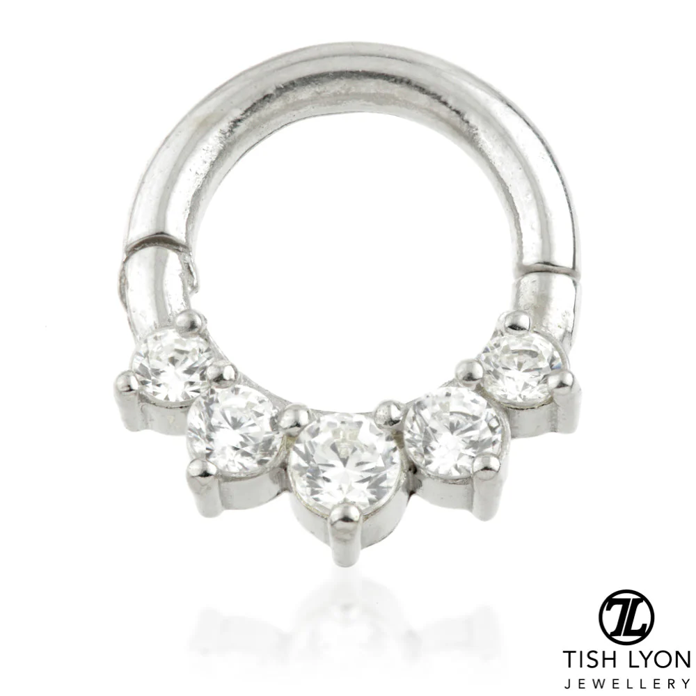 Feronia Solid Gold Graduated Gem Daith & Septum Hoop - Image 3