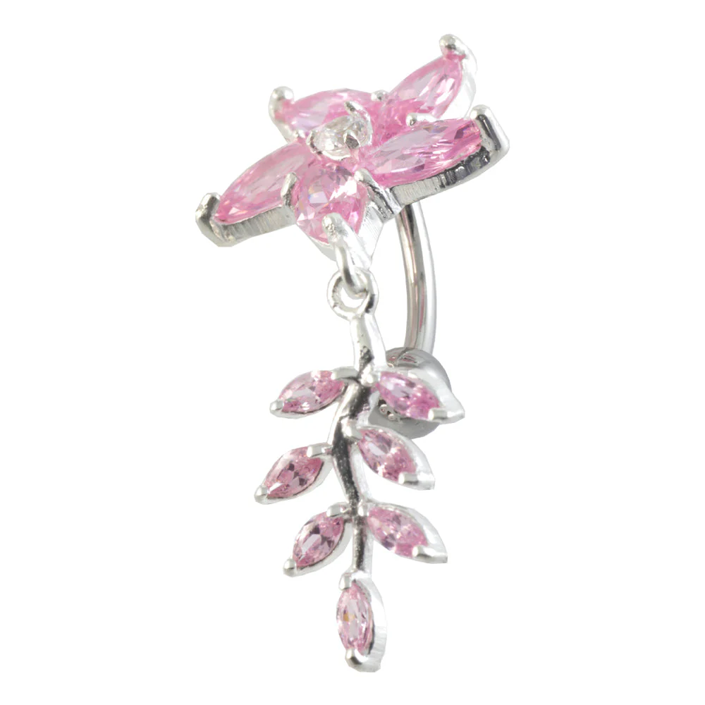 Flower Leaf Silver & Steel Navel - Image 2