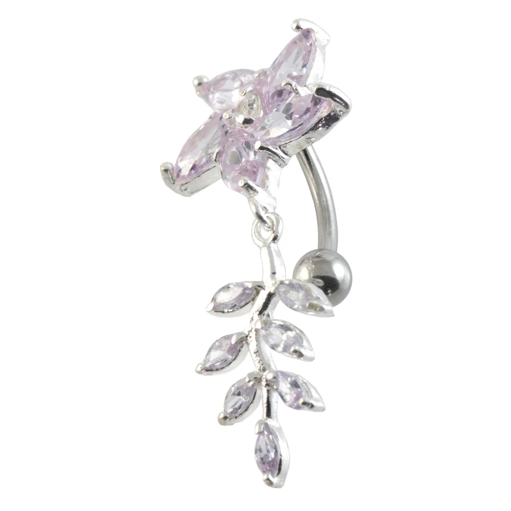 Flower Leaf Silver & Steel Navel - Image 3