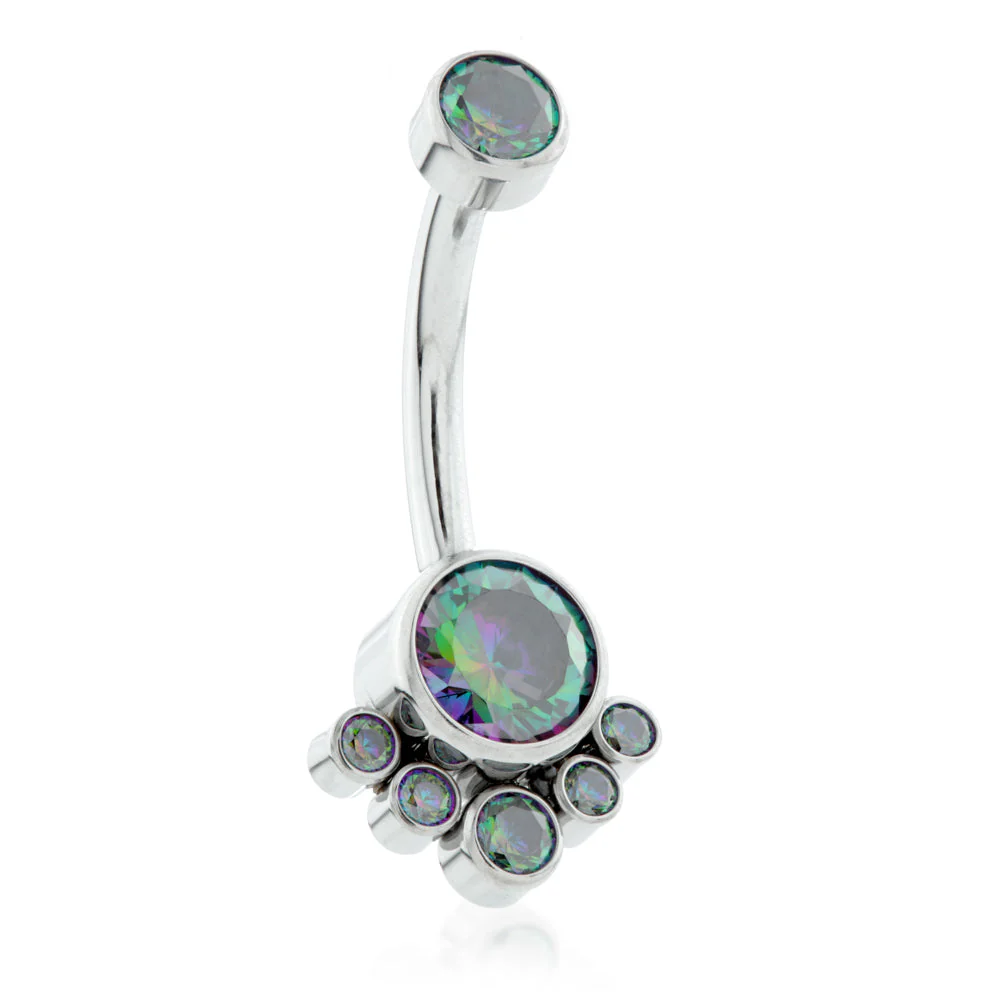 Internal Ti Double Jewelled Navel with 6 Gem Cluster - Image 2